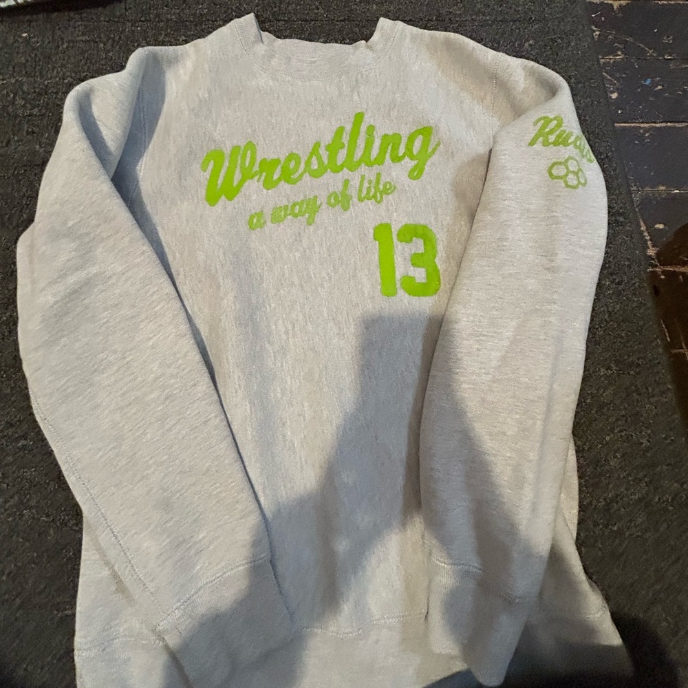 Gray Wrestling Sweatshirt with Green Print